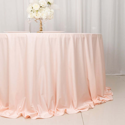 Scuba Round 132" Tablecloth Blush - Wrinkle Free & Stain Resistant Seamless Table Cover - Bell Racket Store