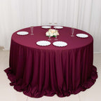 Scuba Round 132" Tablecloth Burgundy - Wrinkle Free & Stain Resistant Seamless Table Cover - Bell Racket Store