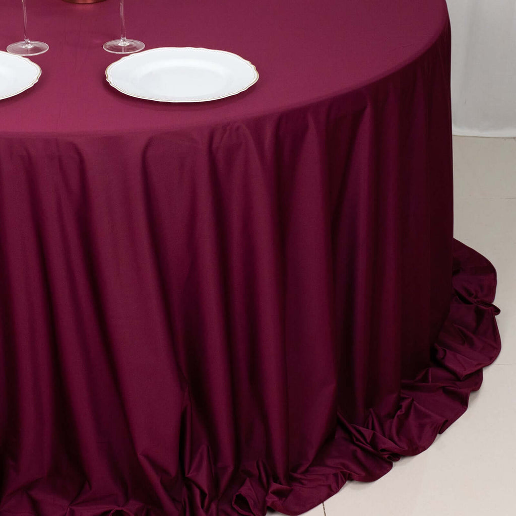 Scuba Round 132" Tablecloth Burgundy - Wrinkle Free & Stain Resistant Seamless Table Cover - Bell Racket Store