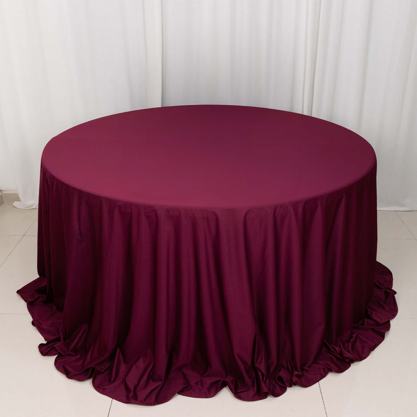 Scuba Round 132" Tablecloth Burgundy - Wrinkle Free & Stain Resistant Seamless Table Cover - Bell Racket Store
