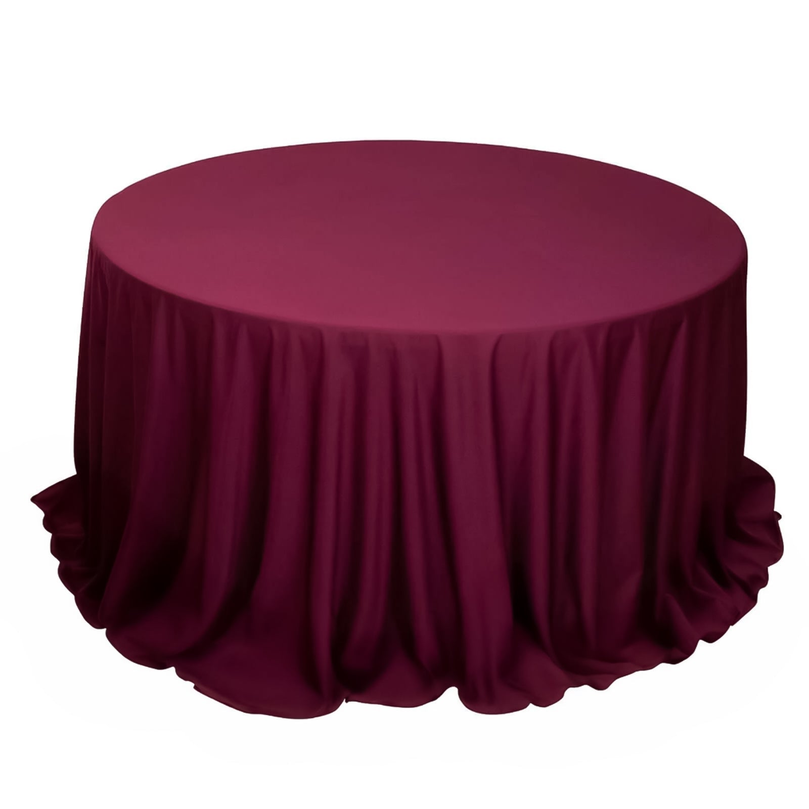Scuba Round 132" Tablecloth Burgundy - Wrinkle Free & Stain Resistant Seamless Table Cover - Bell Racket Store