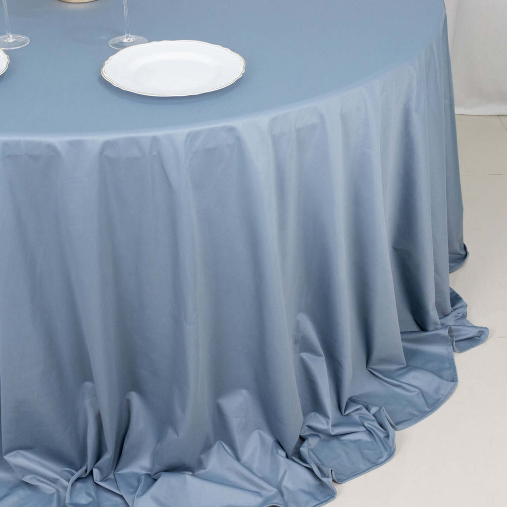 Scuba Round 132" Tablecloth Dusty Blue - Wrinkle Free & Stain Resistant Seamless Table Cover - Bell Racket Store