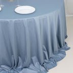 Scuba Round 132" Tablecloth Dusty Blue - Wrinkle Free & Stain Resistant Seamless Table Cover - Bell Racket Store