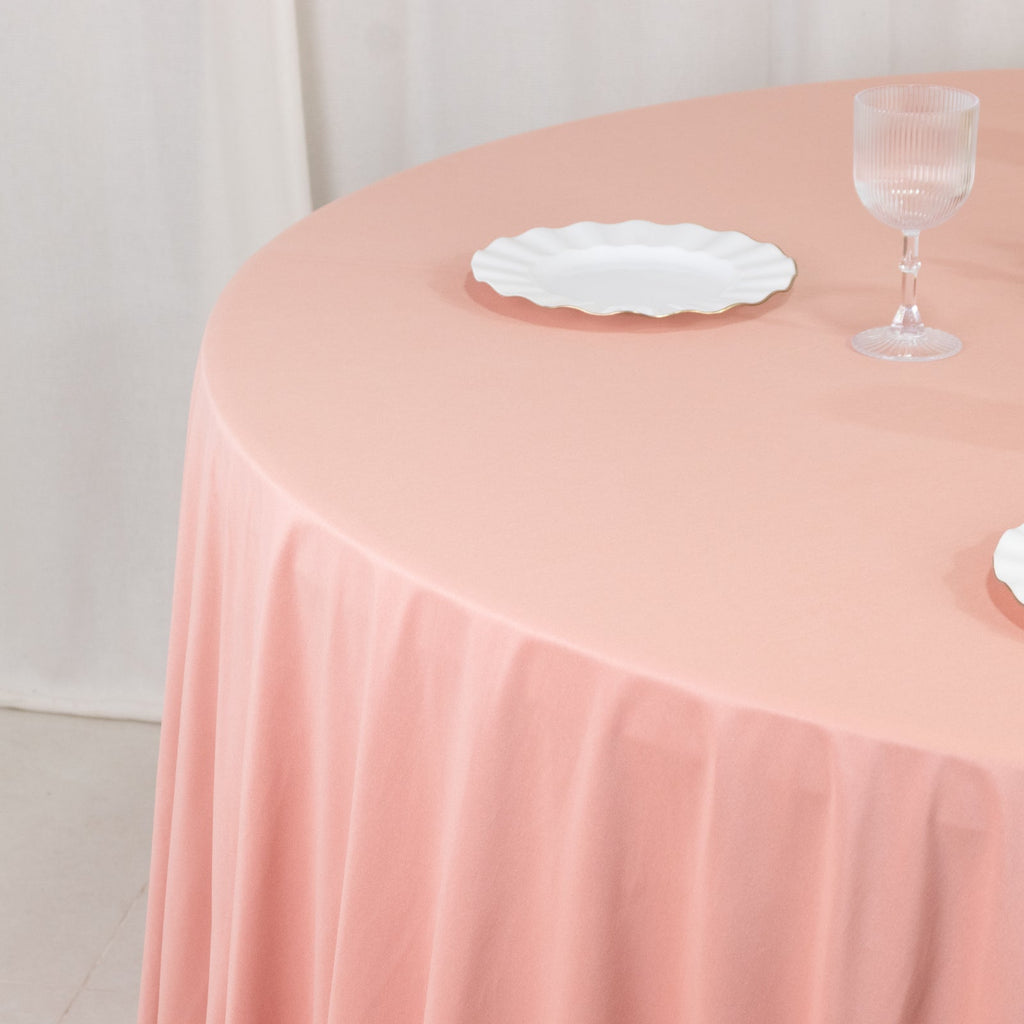 Scuba Round 132" Tablecloth Dusty Rose - Wrinkle Free & Stain Resistant Seamless Table Cover - Bell Racket Store