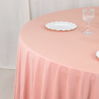 Scuba Round 132" Tablecloth Dusty Rose - Wrinkle Free & Stain Resistant Seamless Table Cover - Bell Racket Store