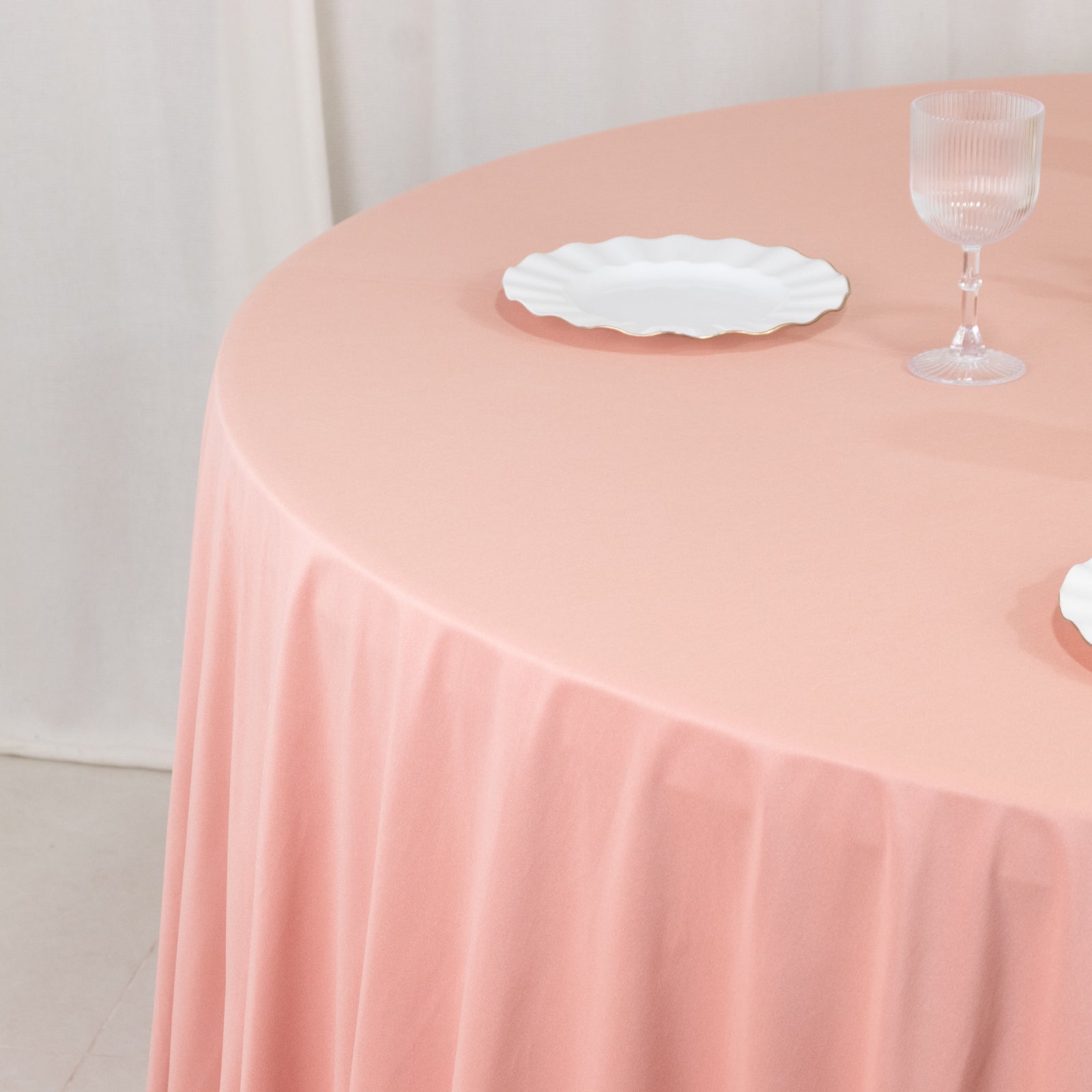 Scuba Round 132" Tablecloth Dusty Rose - Wrinkle Free & Stain Resistant Seamless Table Cover - Bell Racket Store