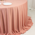 Scuba Round 132" Tablecloth Dusty Rose - Wrinkle Free & Stain Resistant Seamless Table Cover - Bell Racket Store