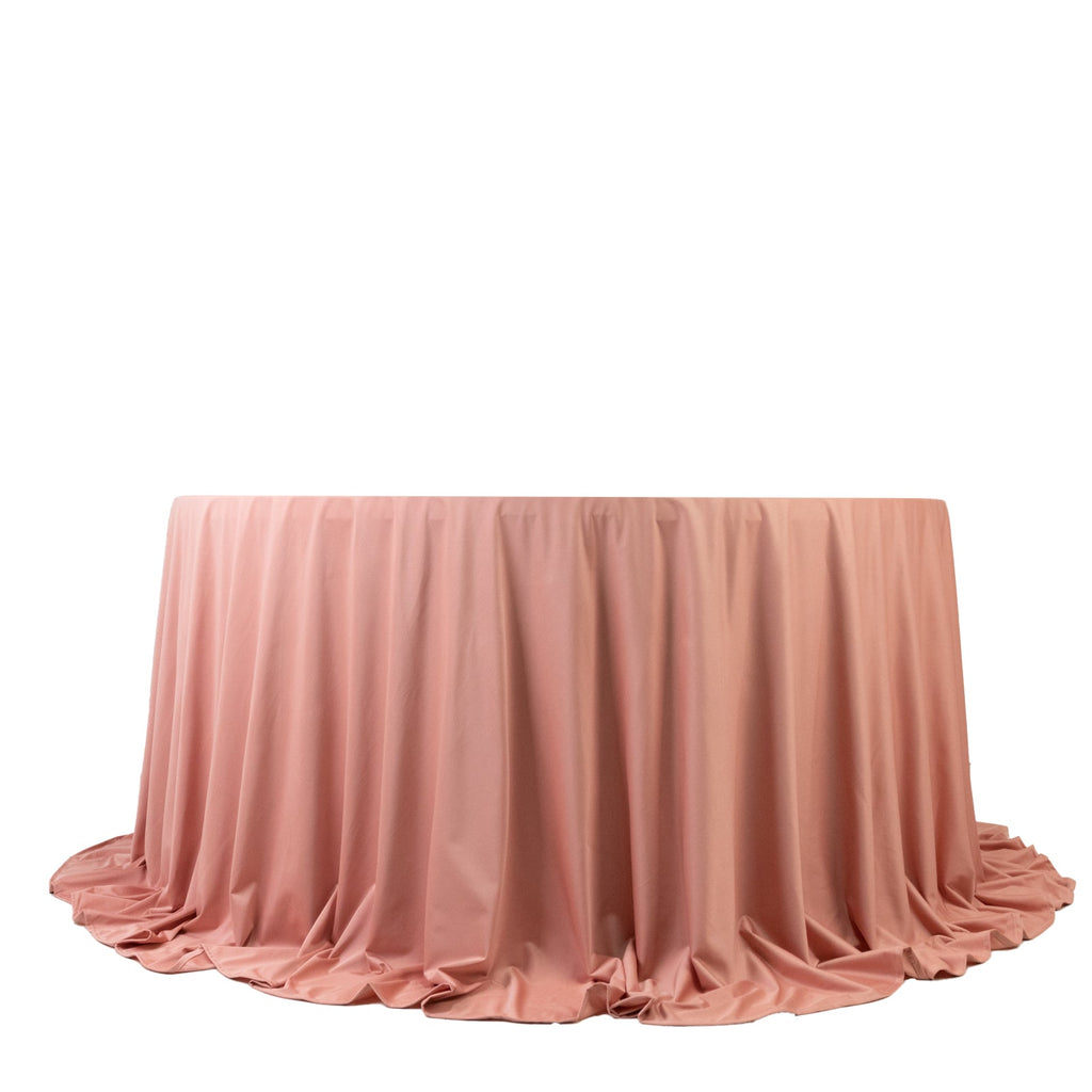 Scuba Round 132" Tablecloth Dusty Rose - Wrinkle Free & Stain Resistant Seamless Table Cover - Bell Racket Store
