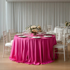 Scuba Round 132" Tablecloth Fuchsia - Wrinkle Free & Stain Resistant Seamless Table Cover - Bell Racket Store