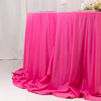 Scuba Round 132" Tablecloth Fuchsia - Wrinkle Free & Stain Resistant Seamless Table Cover - Bell Racket Store