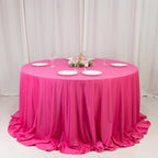 Scuba Round 132" Tablecloth Fuchsia - Wrinkle Free & Stain Resistant Seamless Table Cover - Bell Racket Store