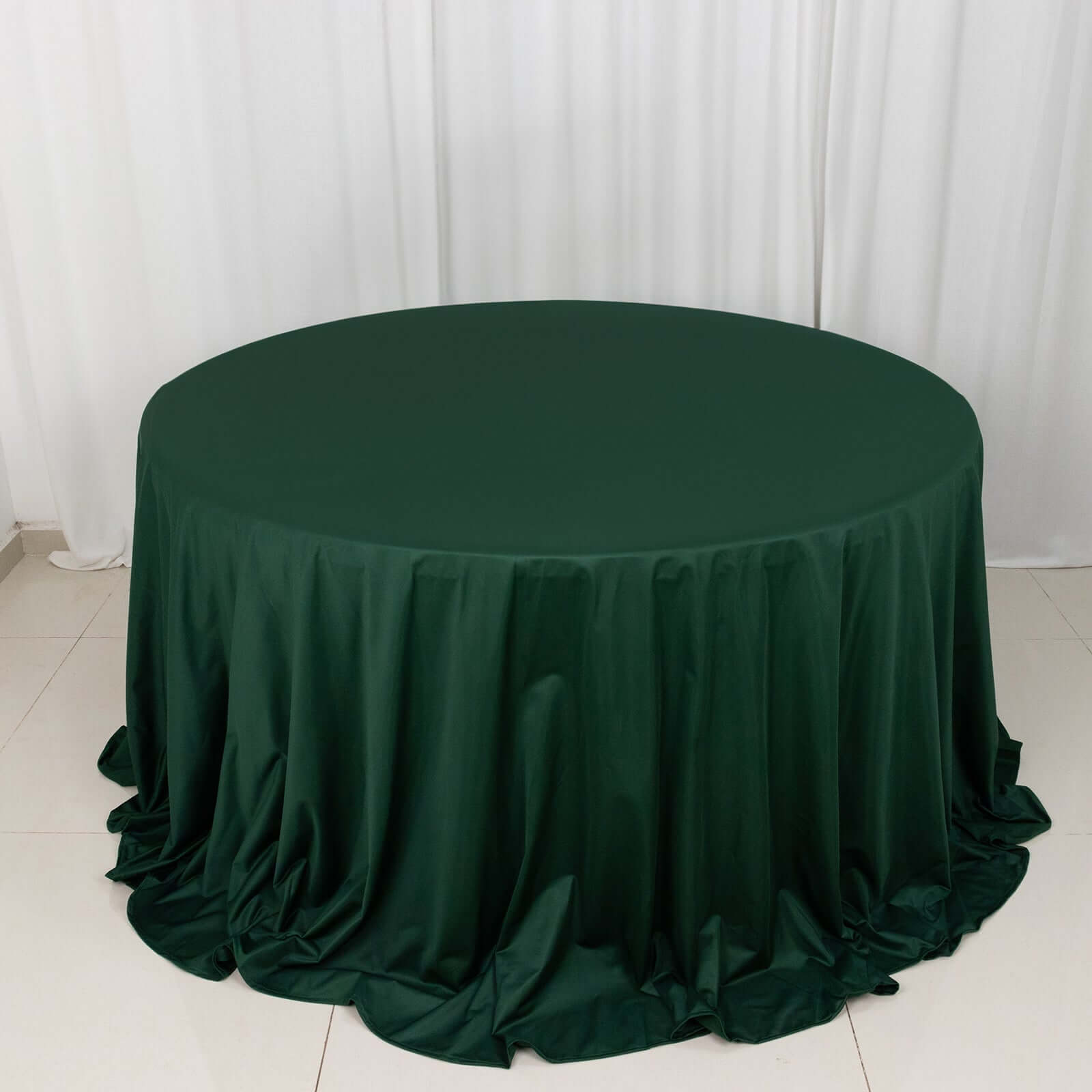 Scuba Round 132" Tablecloth Hunter Emerald Green - Wrinkle Free & Stain Resistant Seamless Table Cover - Bell Racket Store