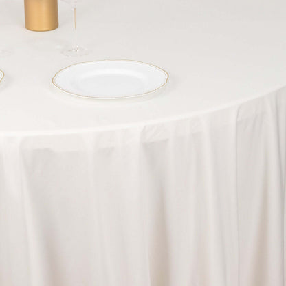 Scuba Round 132" Tablecloth Ivory - Wrinkle Free & Stain Resistant Seamless Table Cover - Bell Racket Store