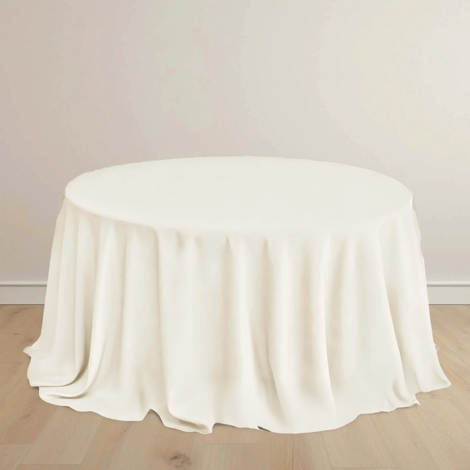 Scuba Round 132" Tablecloth Ivory - Wrinkle Free & Stain Resistant Seamless Table Cover - Bell Racket Store