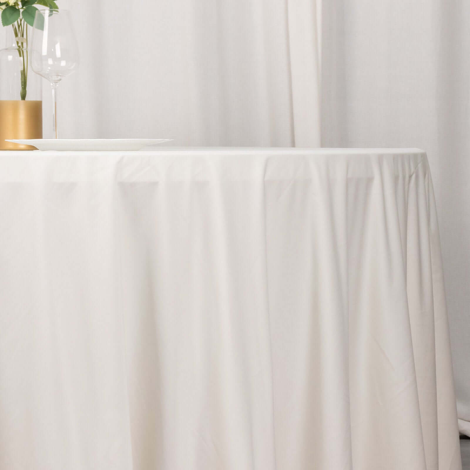 Scuba Round 132" Tablecloth Ivory - Wrinkle Free & Stain Resistant Seamless Table Cover - Bell Racket Store