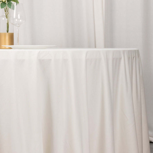 Scuba Round 132" Tablecloth Ivory - Wrinkle Free & Stain Resistant Seamless Table Cover - Bell Racket Store