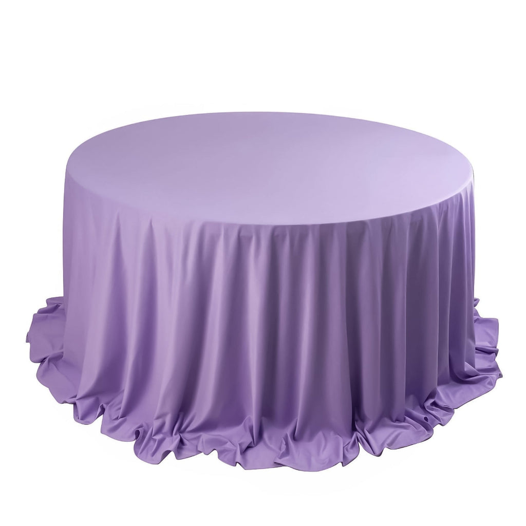 Scuba Round 132" Tablecloth Lavender Lilac - Wrinkle Free & Stain Resistant Seamless Table Cover - Bell Racket Store