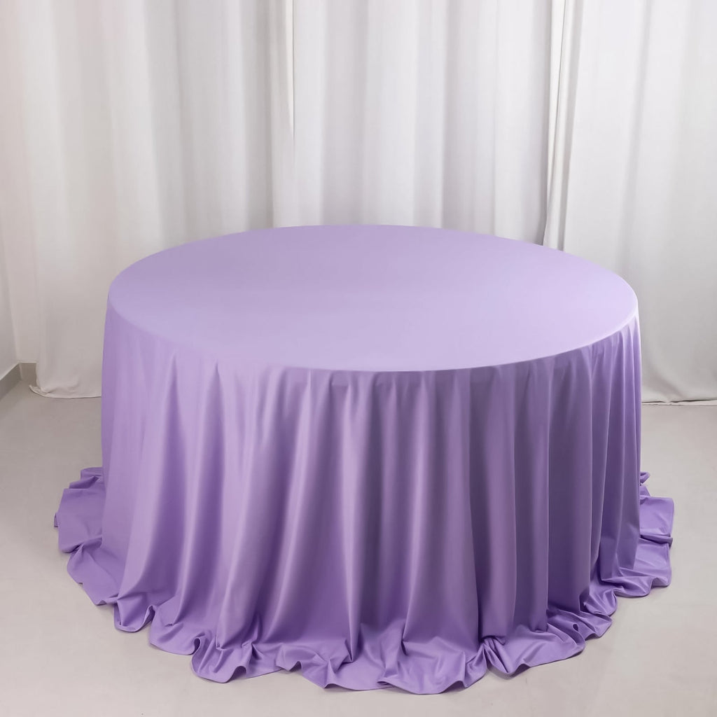 Scuba Round 132" Tablecloth Lavender Lilac - Wrinkle Free & Stain Resistant Seamless Table Cover - Bell Racket Store