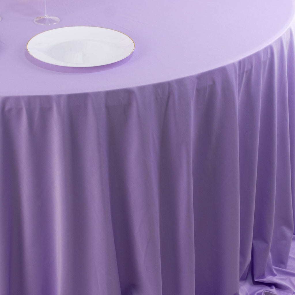Scuba Round 132" Tablecloth Lavender Lilac - Wrinkle Free & Stain Resistant Seamless Table Cover - Bell Racket Store