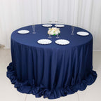 Scuba Round 132" Tablecloth Navy Blue - Wrinkle Free & Stain Resistant Seamless Table Cover - Bell Racket Store