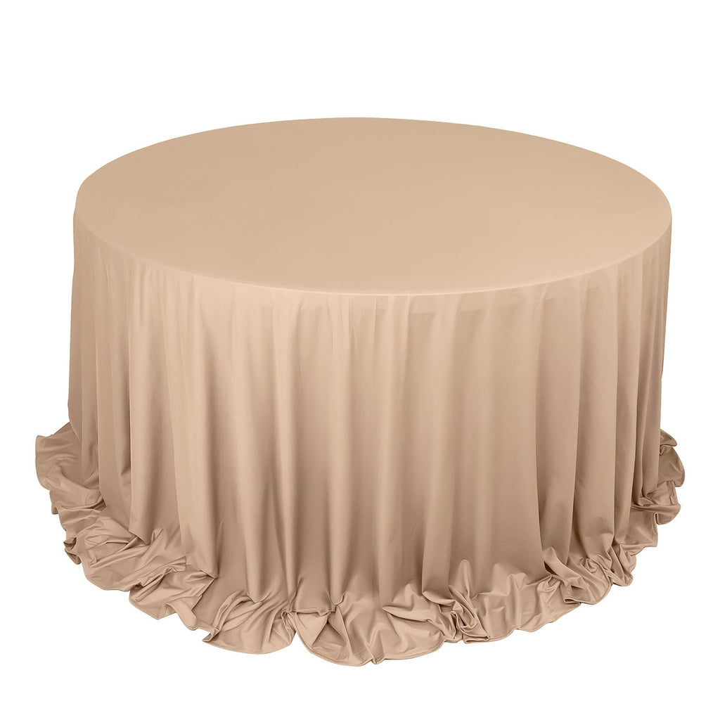 Scuba Round 132" Tablecloth Nude - Wrinkle Free & Stain Resistant Seamless Table Cover - Bell Racket Store