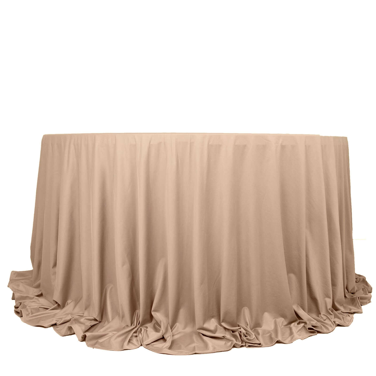 Scuba Round 132" Tablecloth Nude - Wrinkle Free & Stain Resistant Seamless Table Cover - Bell Racket Store