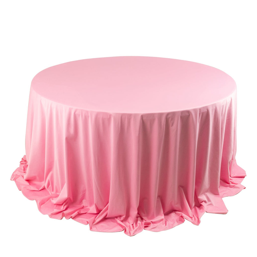 Scuba Round 132" Tablecloth Pink - Wrinkle Free & Stain Resistant Seamless Table Cover - Bell Racket Store