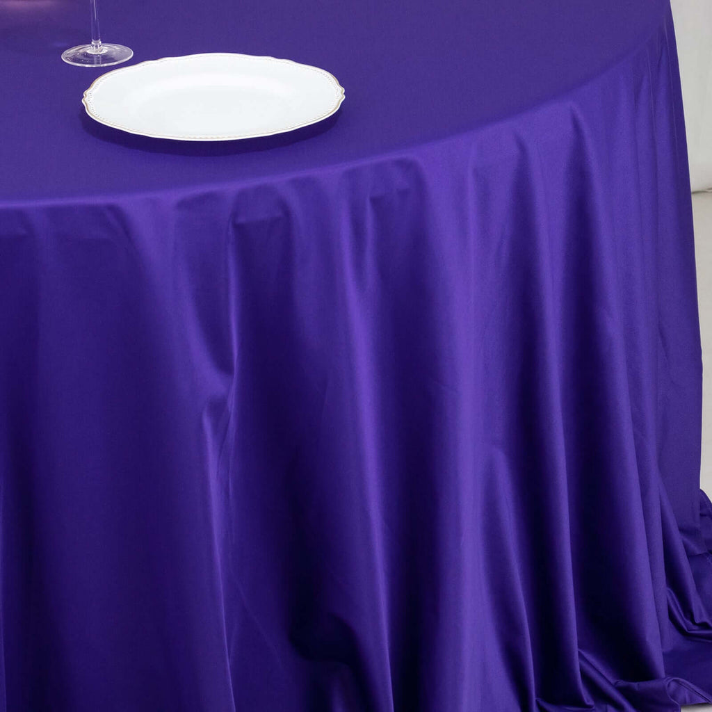 Scuba Round 132" Tablecloth Purple - Wrinkle Free & Stain Resistant Seamless Table Cover - Bell Racket Store