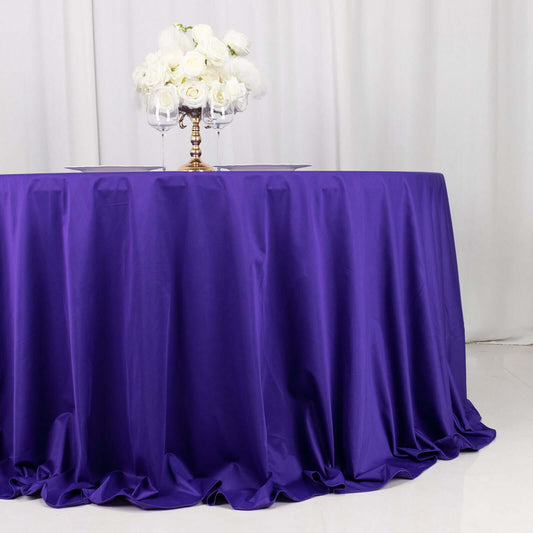 Scuba Round 132" Tablecloth Purple - Wrinkle Free & Stain Resistant Seamless Table Cover - Bell Racket Store