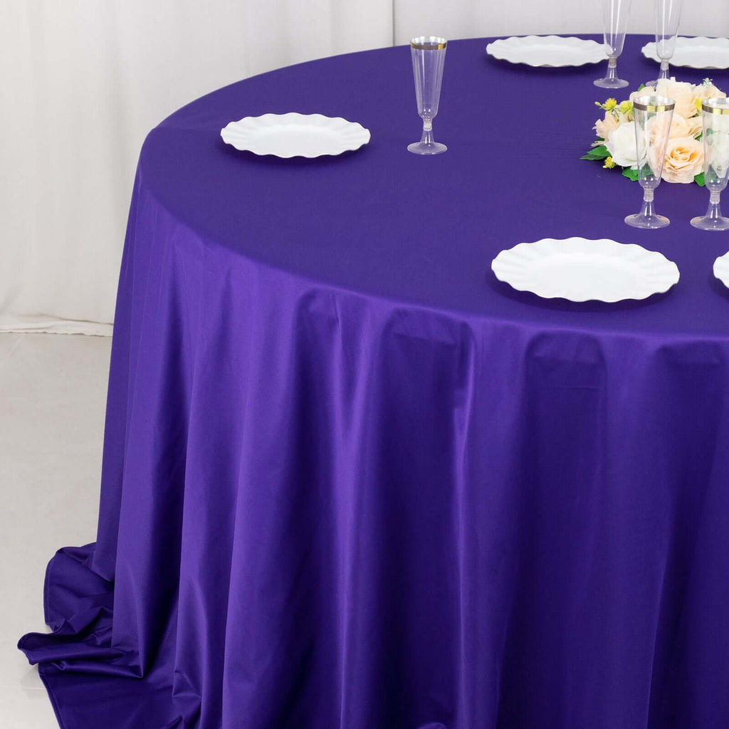 Scuba Round 132" Tablecloth Purple - Wrinkle Free & Stain Resistant Seamless Table Cover - Bell Racket Store