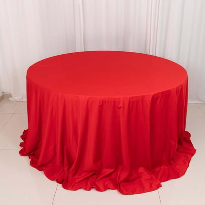 Scuba Round 132" Tablecloth Red - Wrinkle Free & Stain Resistant Seamless Table Cover - Bell Racket Store