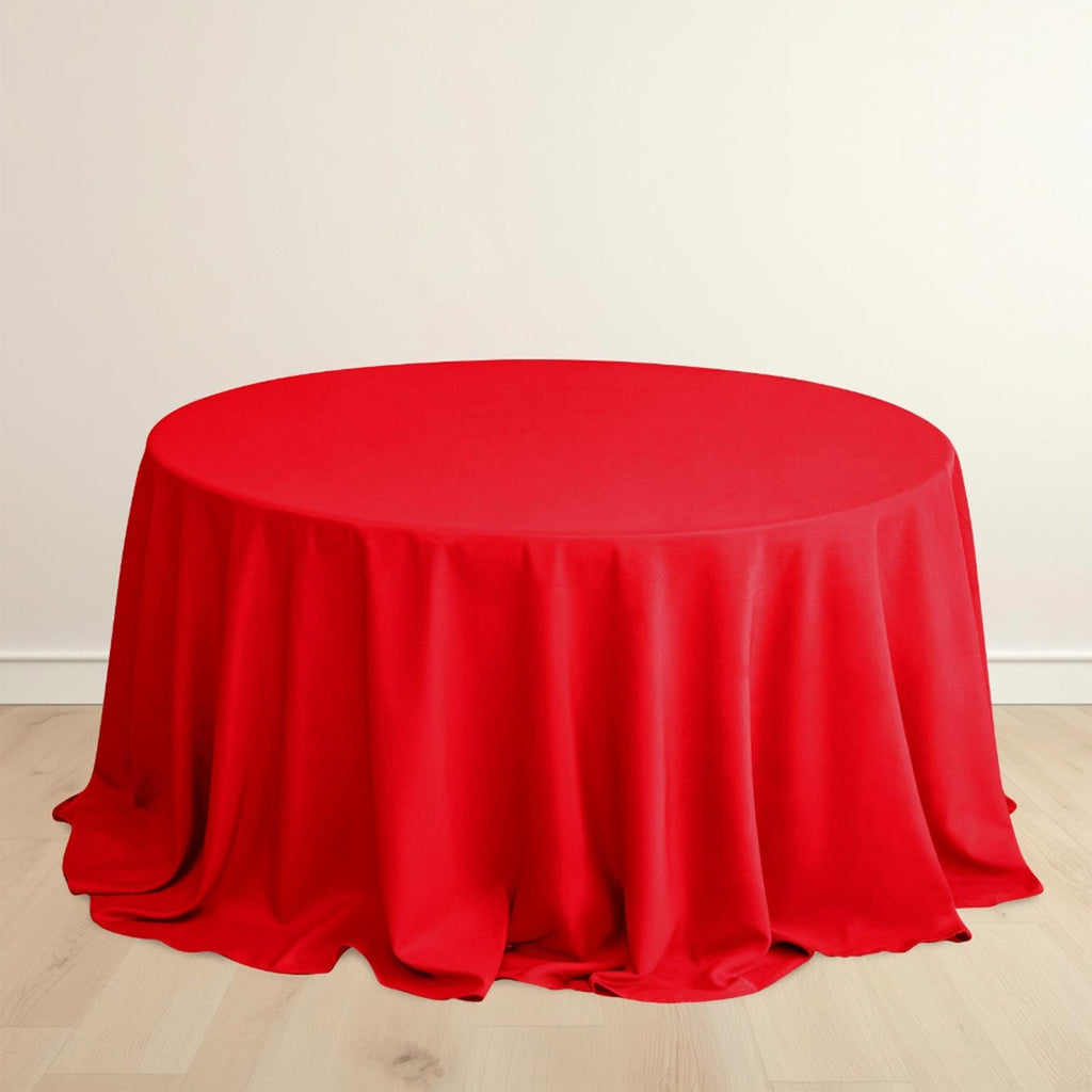 Scuba Round 132" Tablecloth Red - Wrinkle Free & Stain Resistant Seamless Table Cover - Bell Racket Store