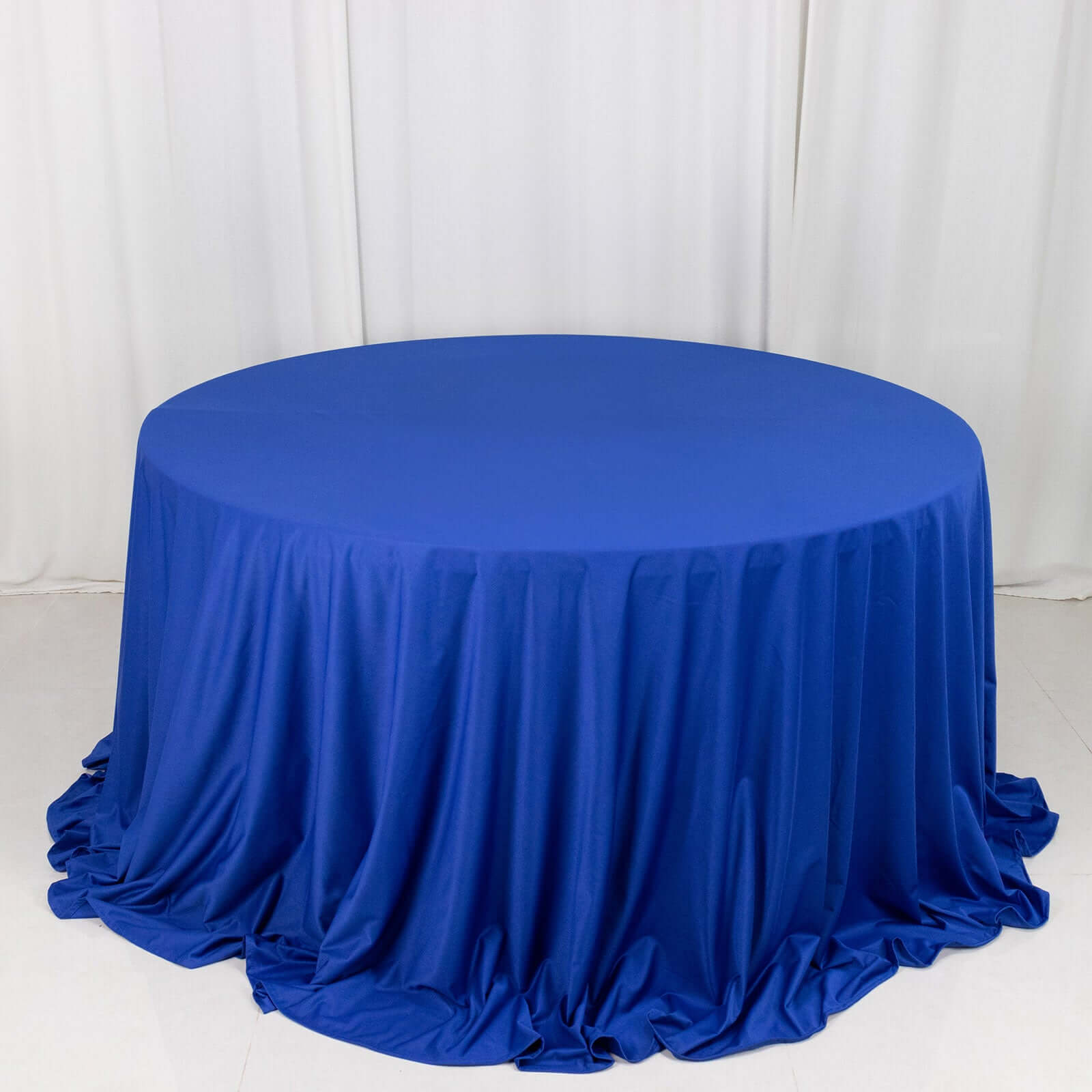 Scuba Round 132" Tablecloth Royal Blue - Wrinkle Free & Stain Resistant Seamless Table Cover - Bell Racket Store