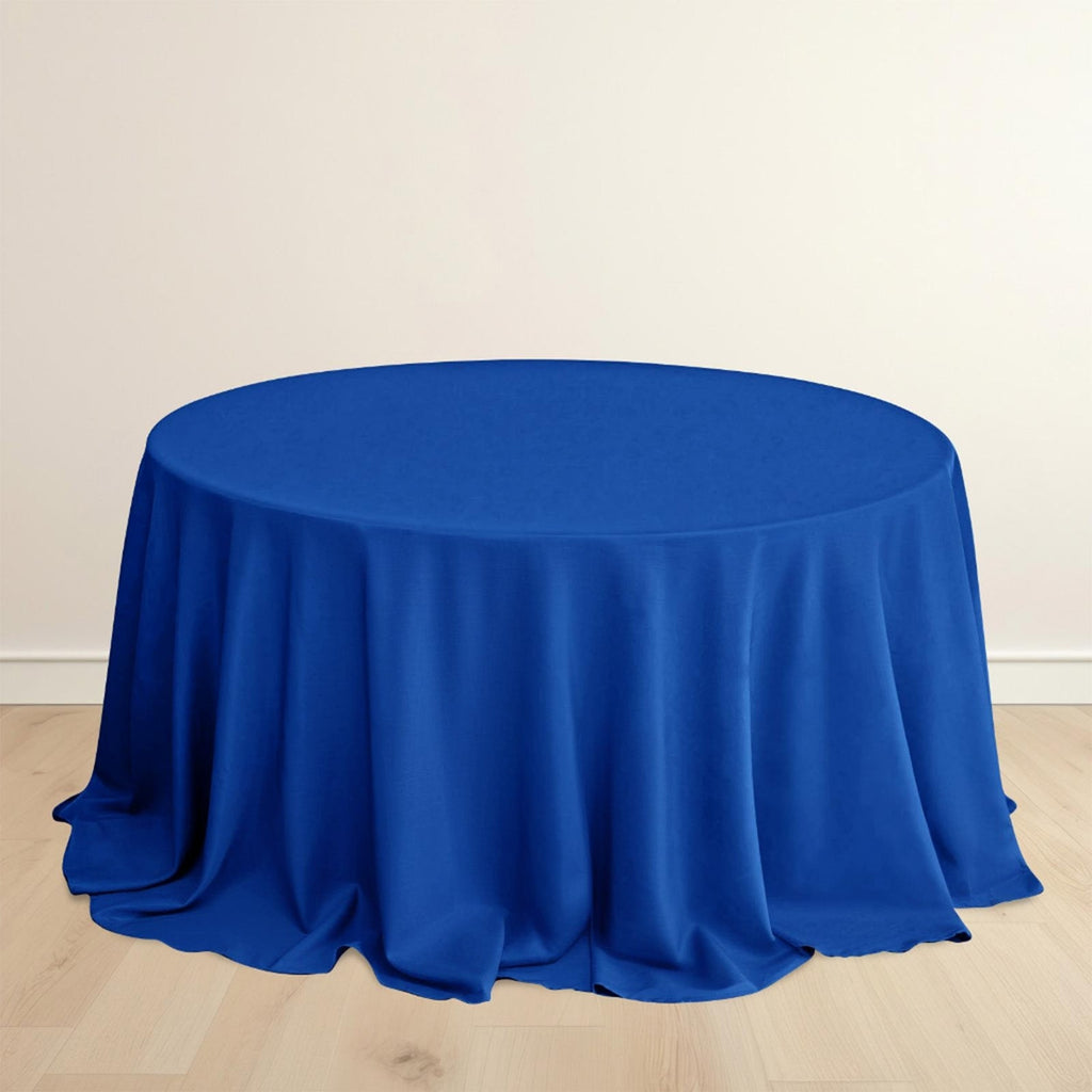 Scuba Round 132" Tablecloth Royal Blue - Wrinkle Free & Stain Resistant Seamless Table Cover - Bell Racket Store