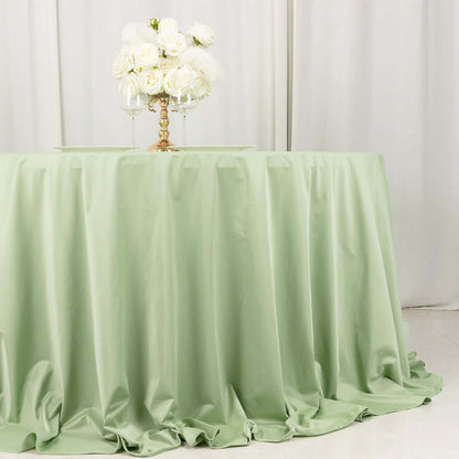 Scuba Round 132" Tablecloth Sage Green - Wrinkle Free & Stain Resistant Seamless Table Cover - Bell Racket Store