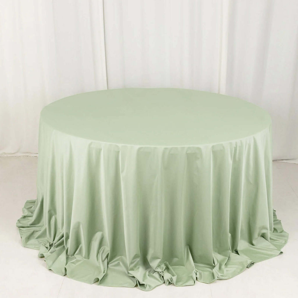 Scuba Round 132" Tablecloth Sage Green - Wrinkle Free & Stain Resistant Seamless Table Cover - Bell Racket Store