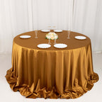 Scuba Round 132" Tablecloth Shimmering Gold - Wrinkle Free, Stain Resistant & Seamless Table Cover for Weddings and Parties - Bell Racket Store