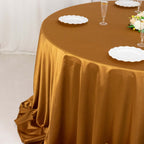 Scuba Round 132" Tablecloth Shimmering Gold - Wrinkle Free, Stain Resistant & Seamless Table Cover for Weddings and Parties - Bell Racket Store