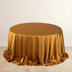 Scuba Round 132" Tablecloth Shimmering Gold - Wrinkle Free, Stain Resistant & Seamless Table Cover for Weddings and Parties - Bell Racket Store
