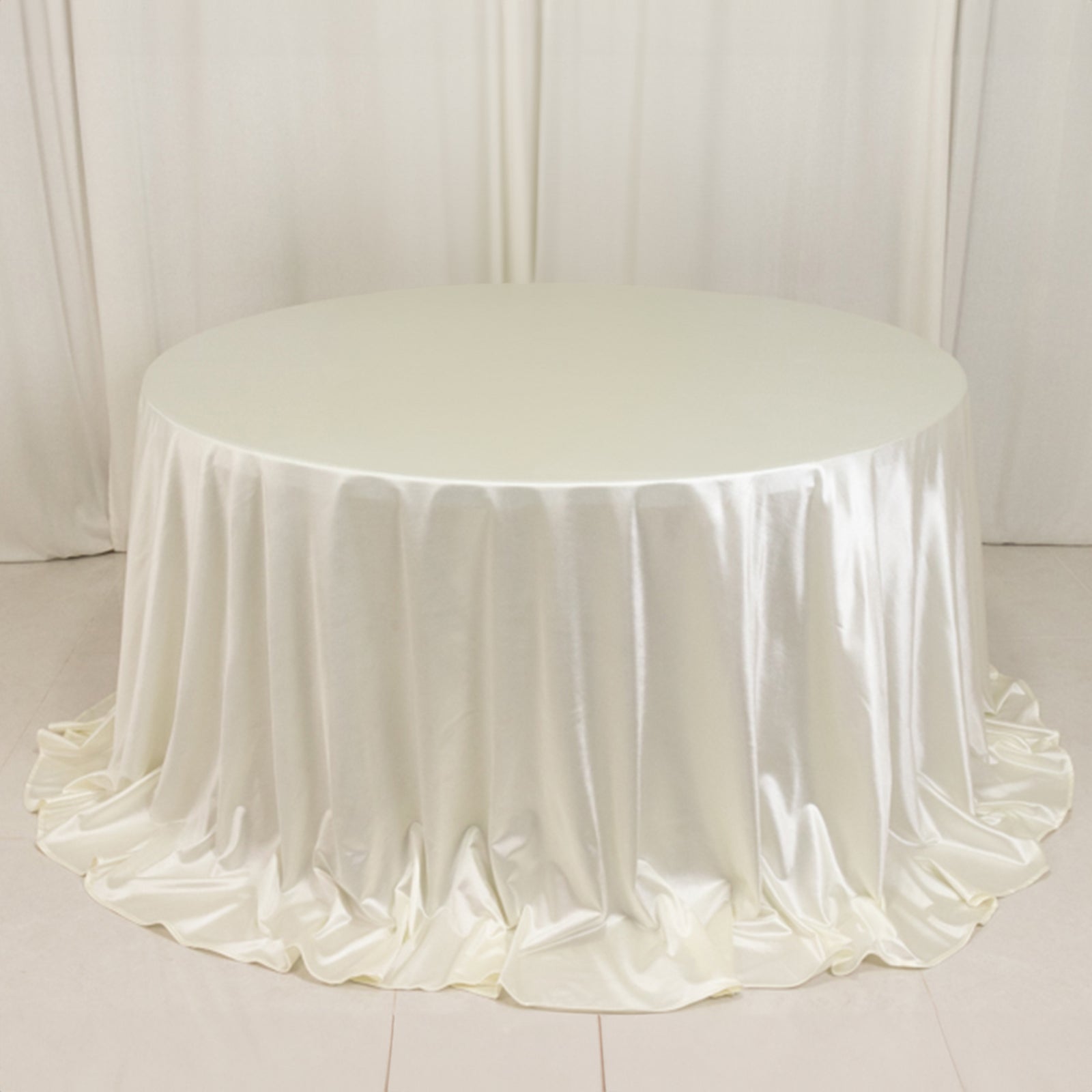 Scuba Round 132" Tablecloth Shimmering Pearl White - Wrinkle Free, Stain Resistant & Seamless Table Cover - Bell Racket Store