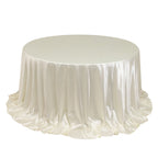 Scuba Round 132" Tablecloth Shimmering Pearl White - Wrinkle Free, Stain Resistant & Seamless Table Cover - Bell Racket Store