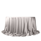 Scuba Round 132" Tablecloth Shimmering Silver - Wrinkle Free, Stain Resistant & Seamless Table Cover - Bell Racket Store