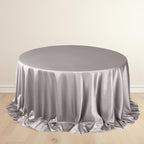 Scuba Round 132" Tablecloth Shimmering Silver - Wrinkle Free, Stain Resistant & Seamless Table Cover - Bell Racket Store