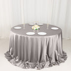 Scuba Round 132" Tablecloth Shimmering Silver - Wrinkle Free, Stain Resistant & Seamless Table Cover - Bell Racket Store