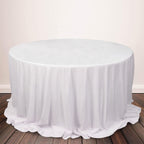 Scuba Round 132" Tablecloth White - Wrinkle Free & Stain Resistant Seamless Table Cover for Weddings & Events - Bell Racket Store