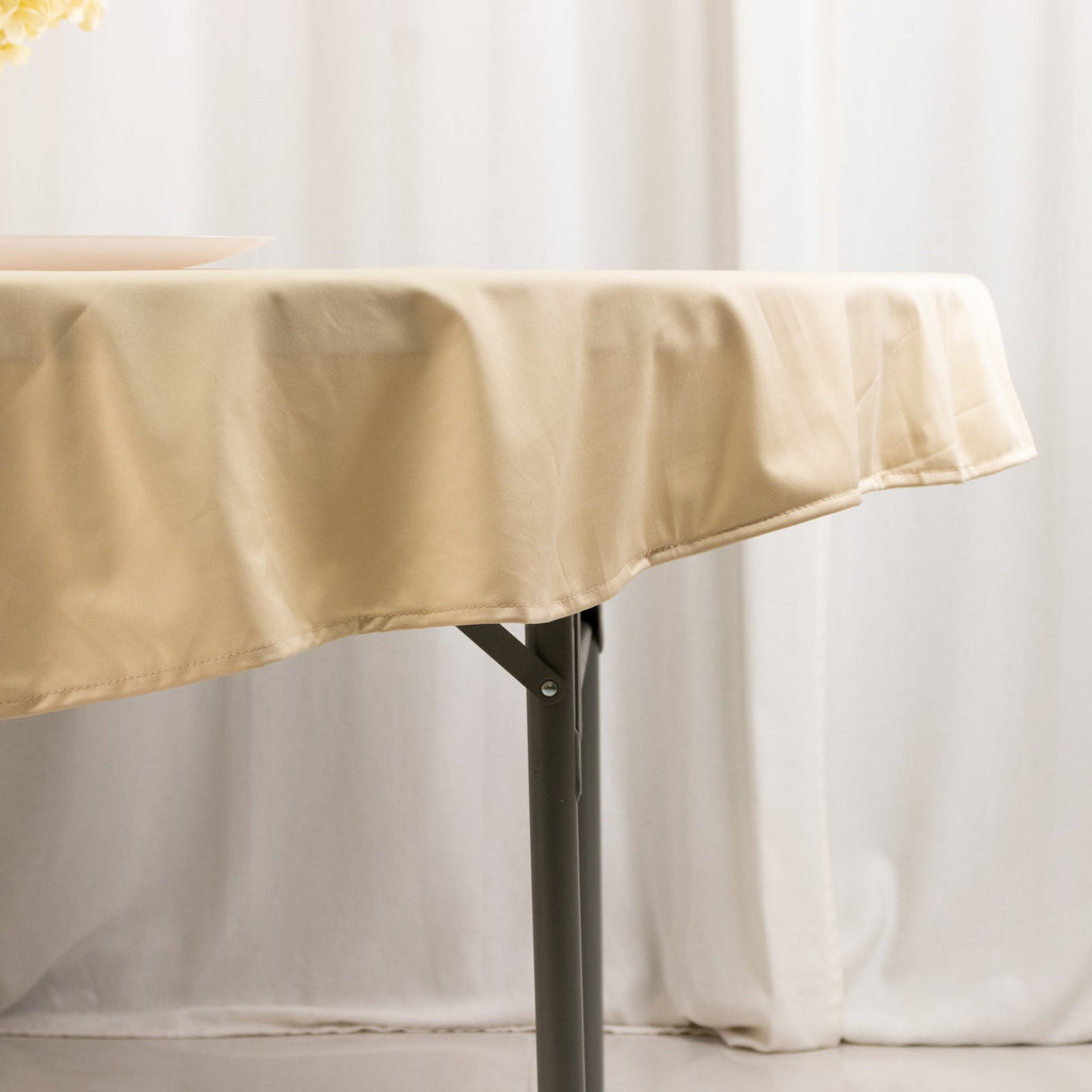 Scuba Round 70" Tablecloth Beige - Wrinkle Free & Stain Resistant Table Cover - Bell Racket Store