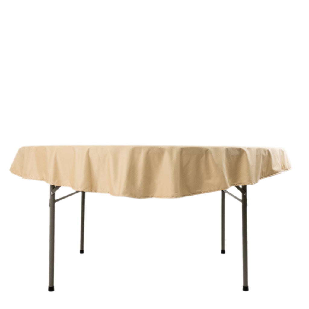 Scuba Round 70" Tablecloth Beige - Wrinkle Free & Stain Resistant Table Cover - Bell Racket Store