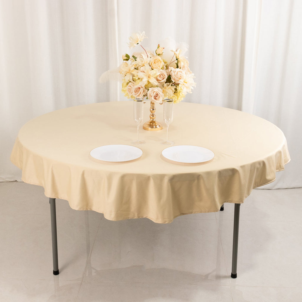 Scuba Round 70" Tablecloth Beige - Wrinkle Free & Stain Resistant Table Cover - Bell Racket Store
