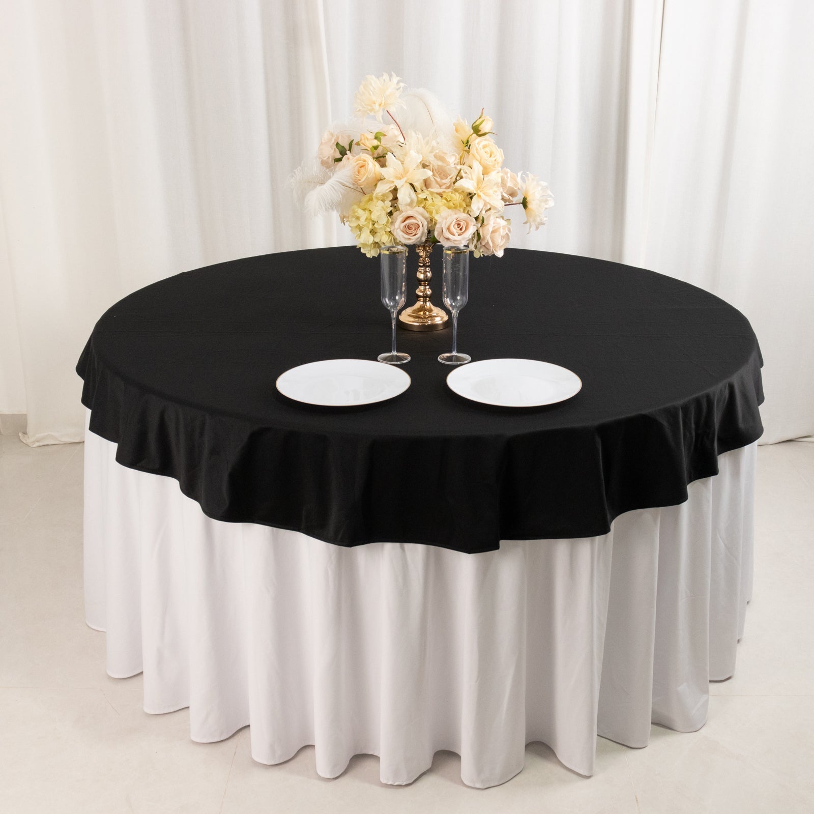 Scuba Round 70" Tablecloth Black - Wrinkle Free & Stain Resistant Table Cover for Weddings and Banquets - Bell Racket Store