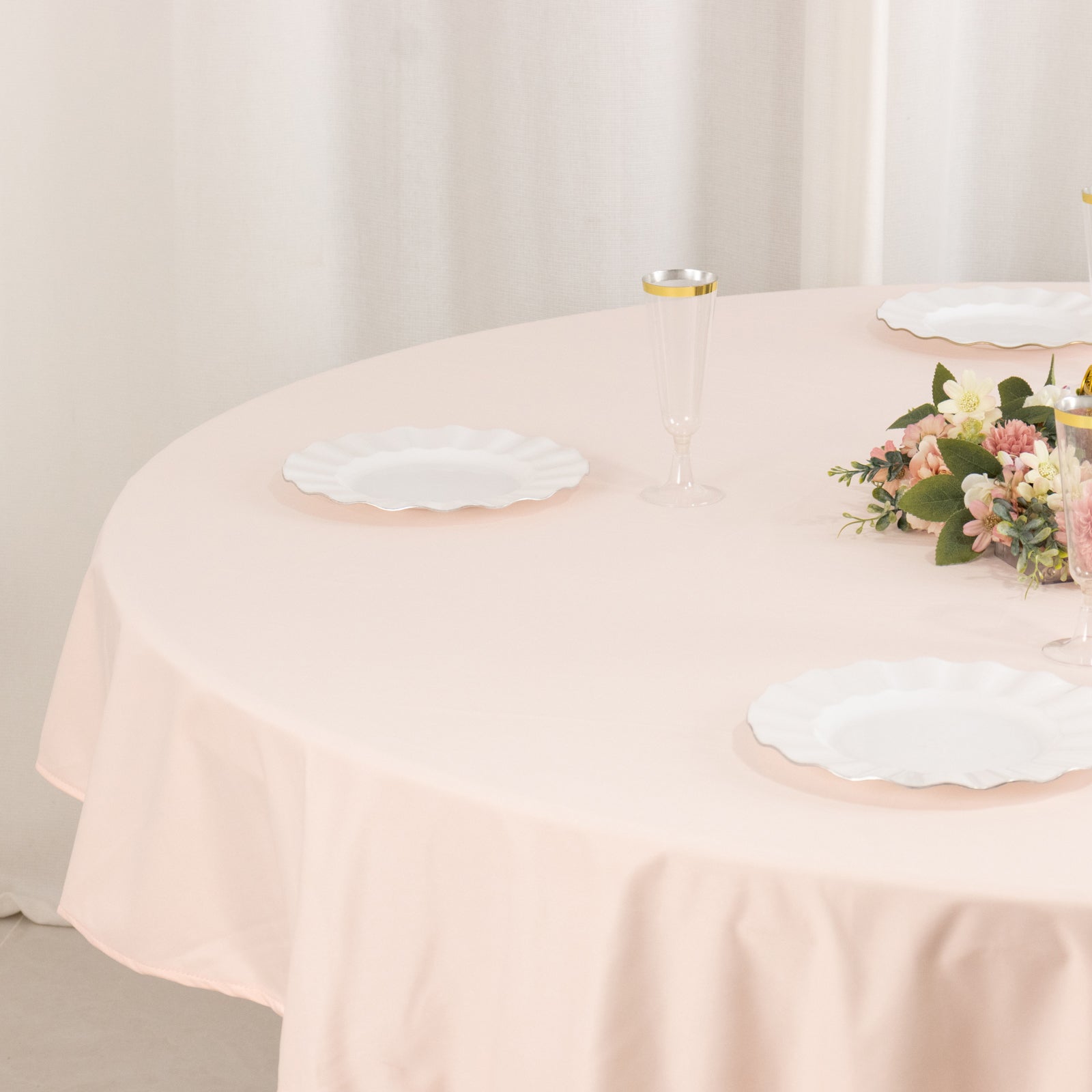 Scuba Round 70" Tablecloth Blush - Wrinkle Free & Stain Resistant Table Cover - Bell Racket Store